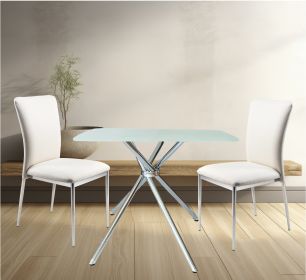 3 Pieces 36" Inch Contemporary Elegance Squared Dining Set In Soft White