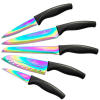 SiliSlick Kitchen Knife Set Titanium Coated Sharp Stainless Steel Rainbow Blades in its Own Sheath