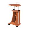 Techni Mobili Sit-to-Stand Rolling Adjustable Height Laptop Cart With Storage, Woodgrain