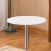 Baxton White Adjustable Height Wood and Chrome Metal Bar Table and 2 Chrome Air Lift Adjustable Swivel Stools Set