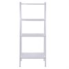 Metal 4 Shelf Bookcase, Multifunctional Ladder-Shaped Plant Flower Stand Rack Bookrack Storage Shelves, Ivory RT