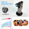 Culinary Butane Torch Lighter Refillable Blow Torch Adjustable Flame Kitchen Cooking BBQ Torch (Gas Not Included)