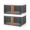 2Pcs 32L Foldable Storage Bins with Lid Collapsible Stackable Closet Organizer Containers with Front Door Lock 4Pcs Wheels